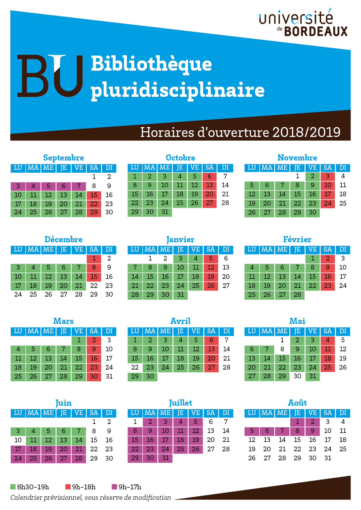 Horaires bib pluri 2018-2019