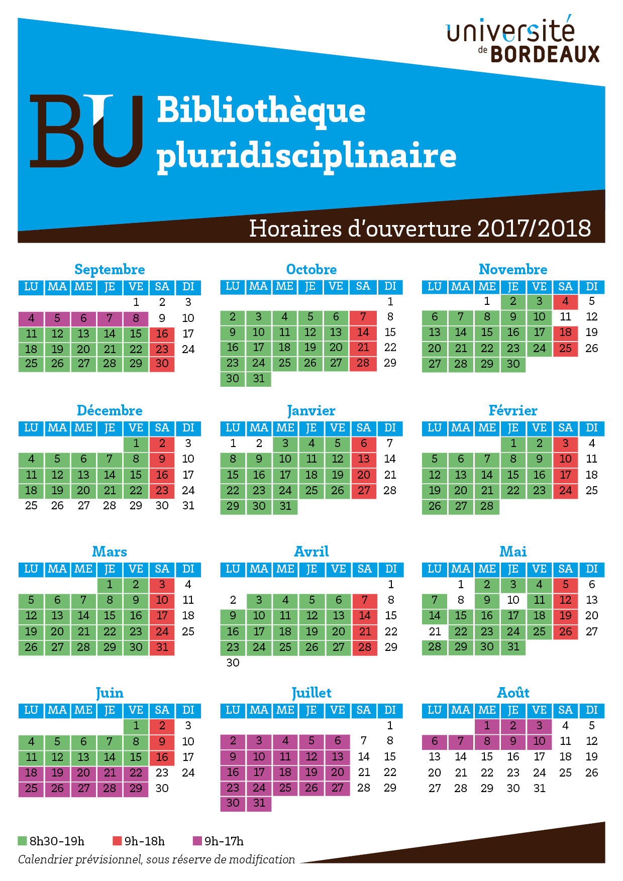 Horaires bib pluri 2017-2018